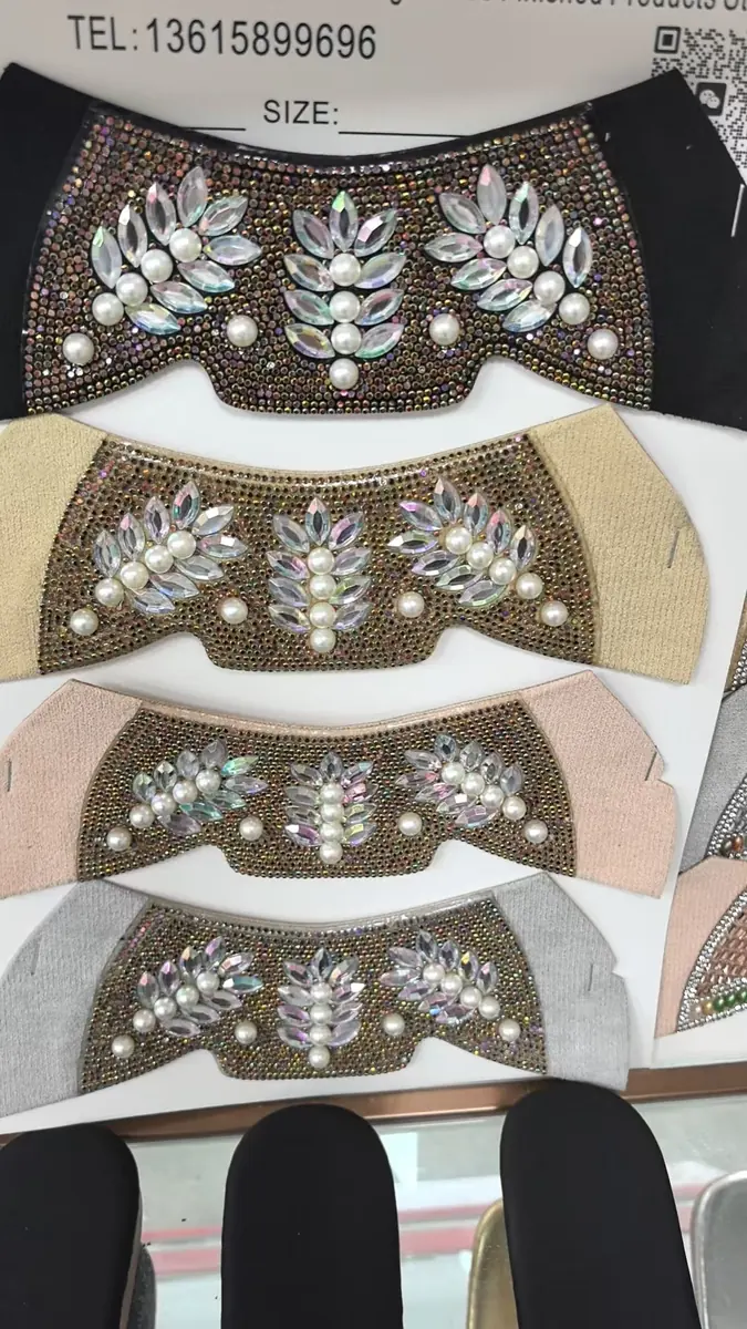 Mixed stone decorative shoe upper for wholesale footwear