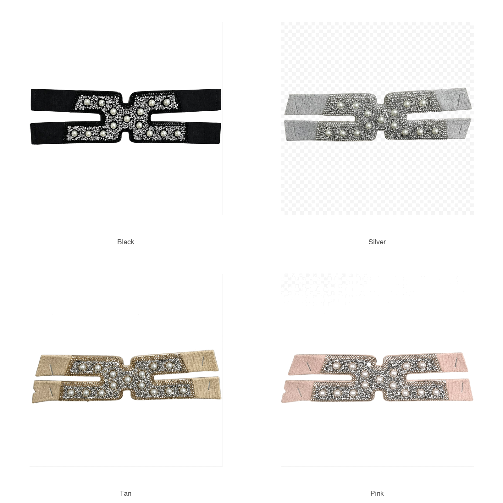 Pearl Rhinestone Elastic Shoe Upper – 4 Colors