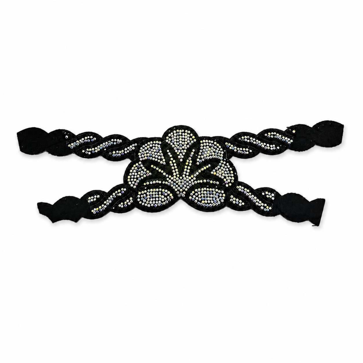 Black rhinestone floral lace shoe upper – 3 colors