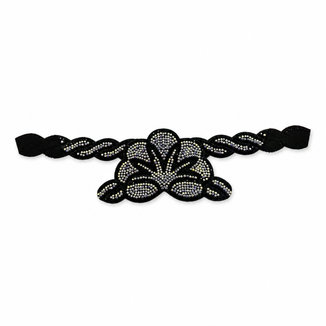 Black rhinestone flower band shoe upper – 3 colors