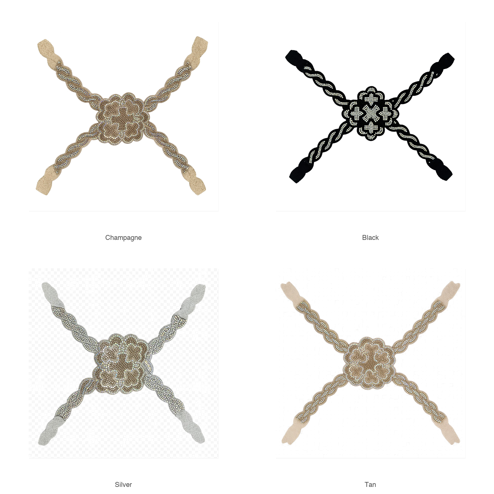 Four colors rhinestone flower cross elastic shoe upper