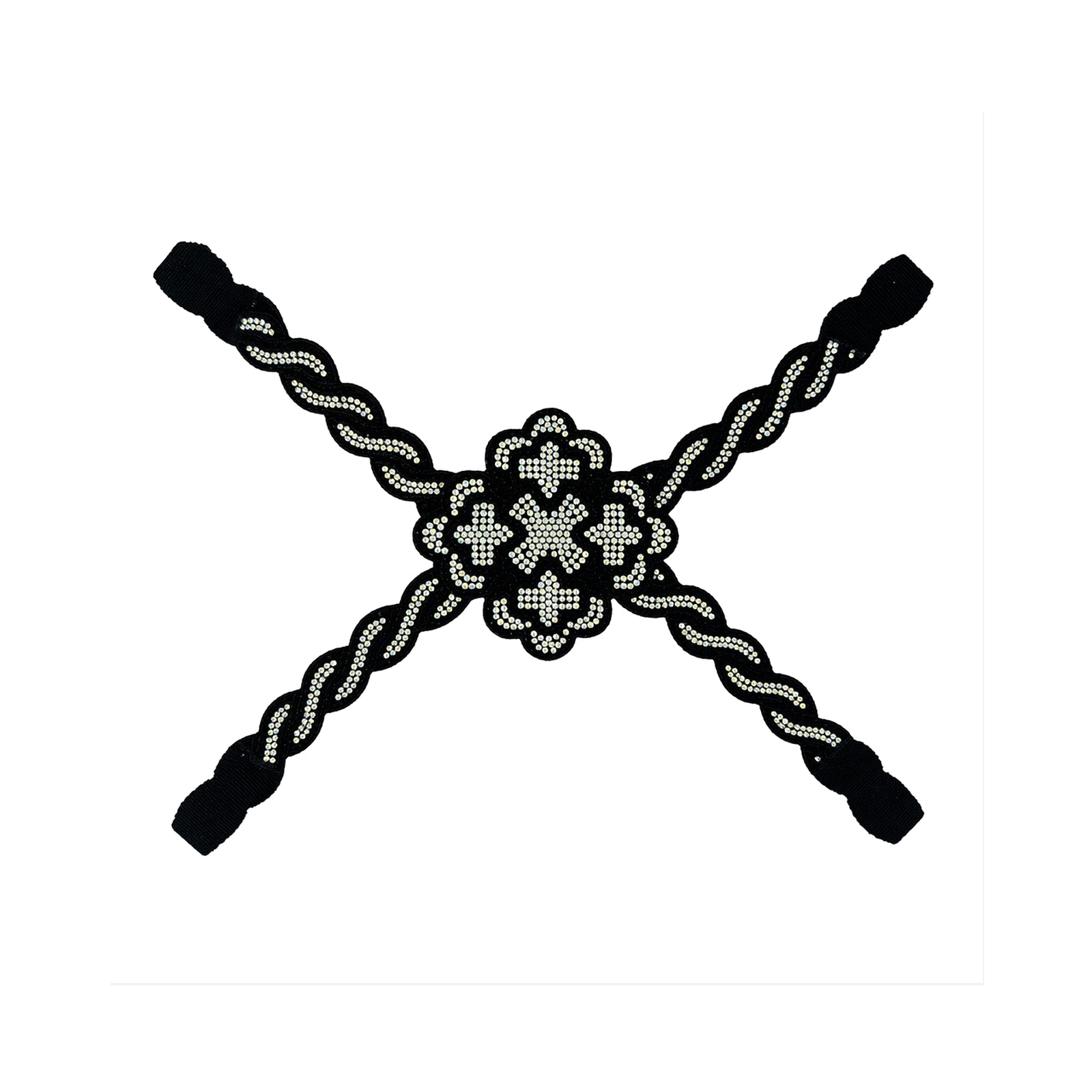 Black rhinestone flower cross elastic shoe upper