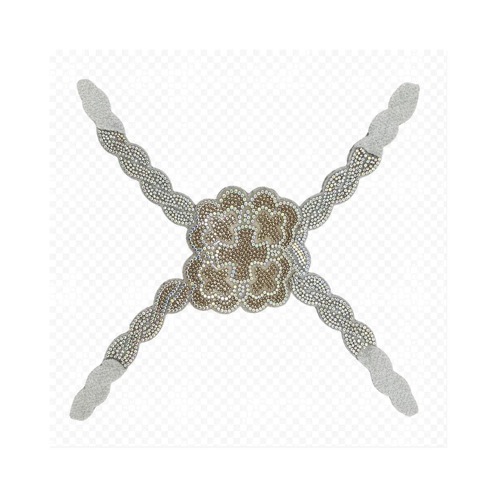 Silver rhinestone flower cross elastic shoe upper