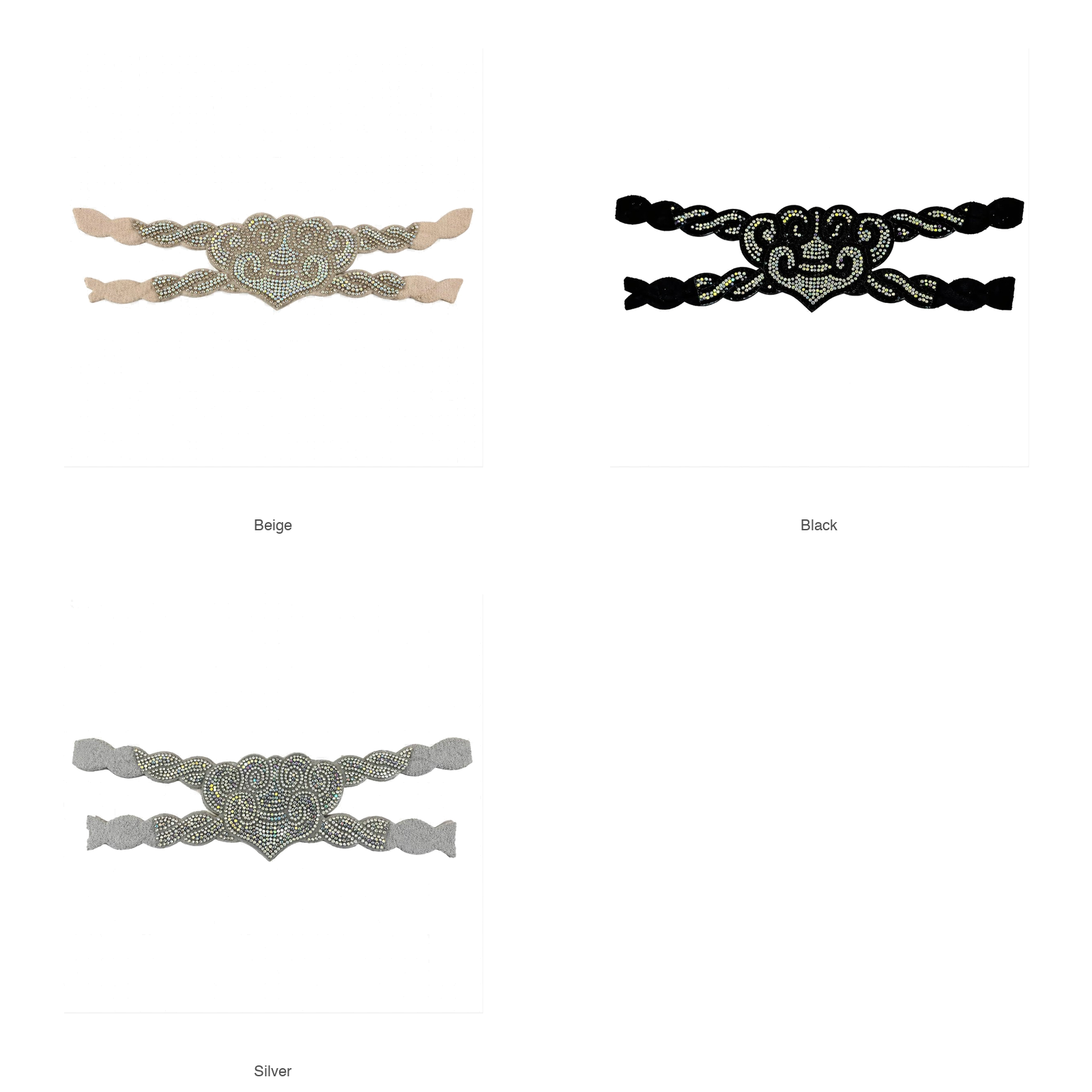 Three colors rhinestone heart elastic shoe upper