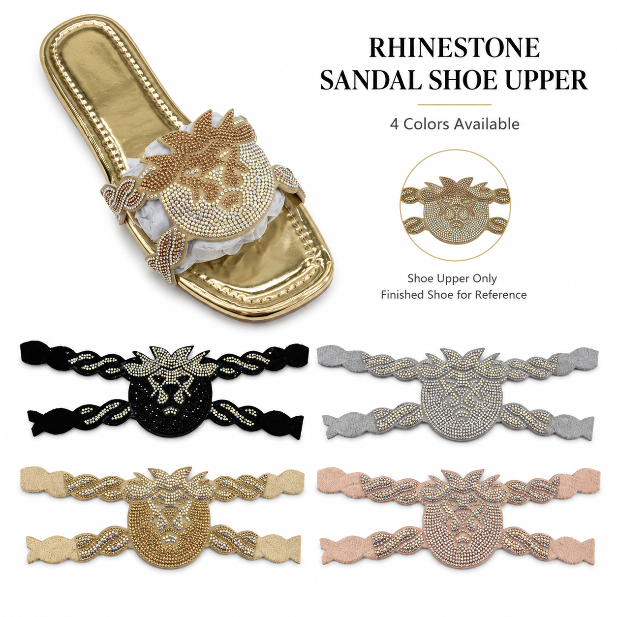 Rhinestone Wide Band Shoe Upper – 4 Colors Available