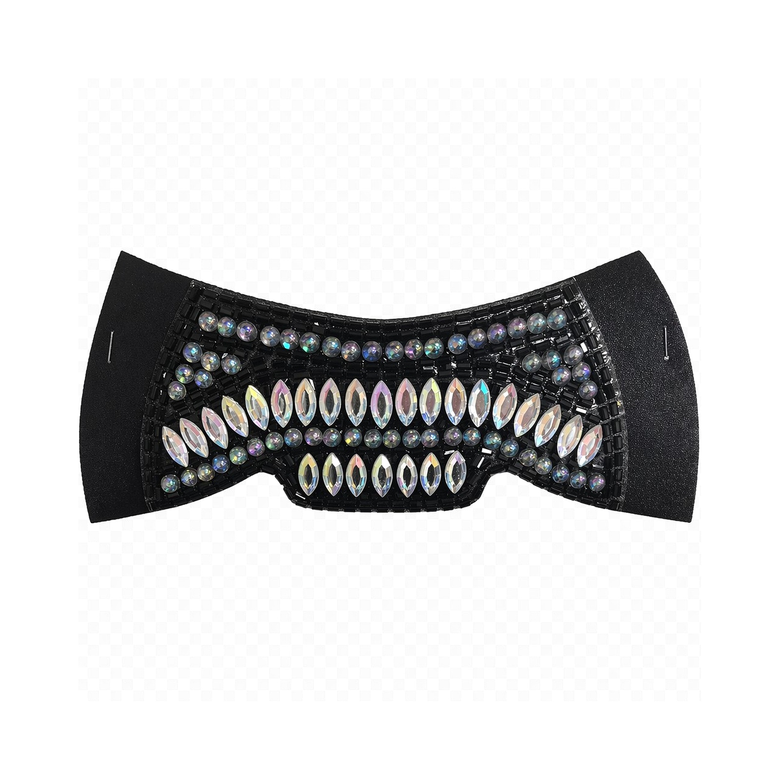 Black wide band rhinestone shoe upper